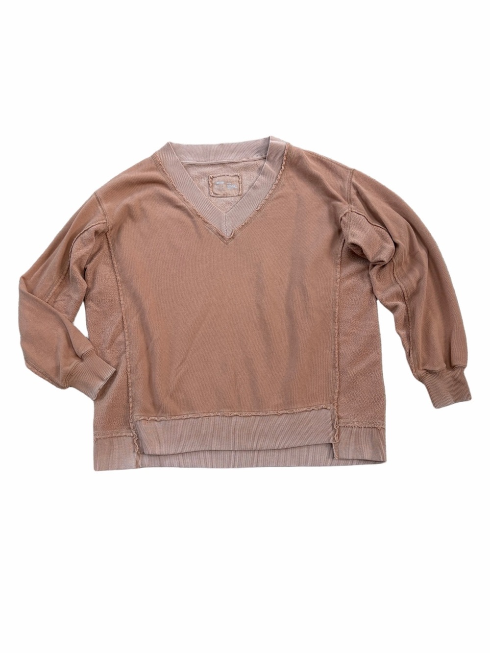 Aerie Women's Extra Small XS Vacay Every Day V Neck Tan Oversized Sweatshirt